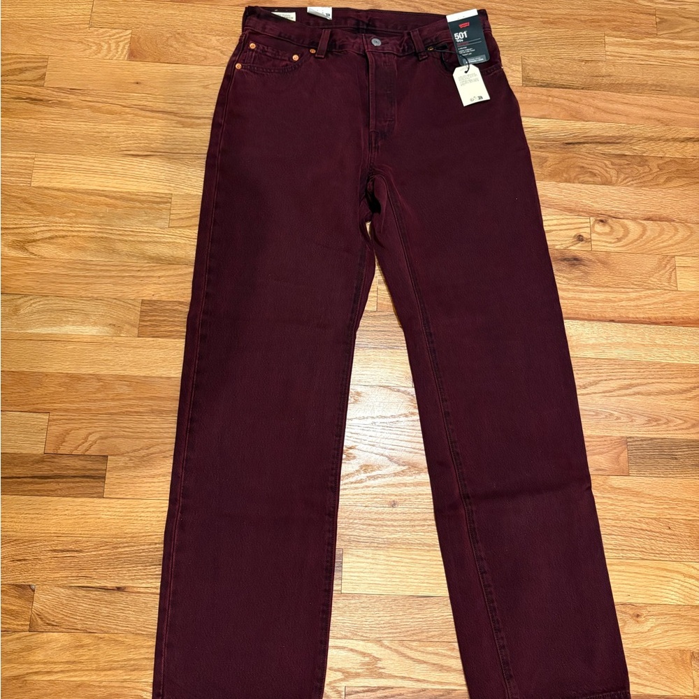Levi's 501 90’s  Mid Rise Women's Burgundy Straight Leg Jeans